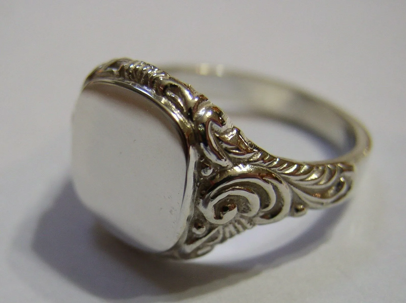 Genuine Size T Mens Sterling Silver Square Engraved Signet Ring