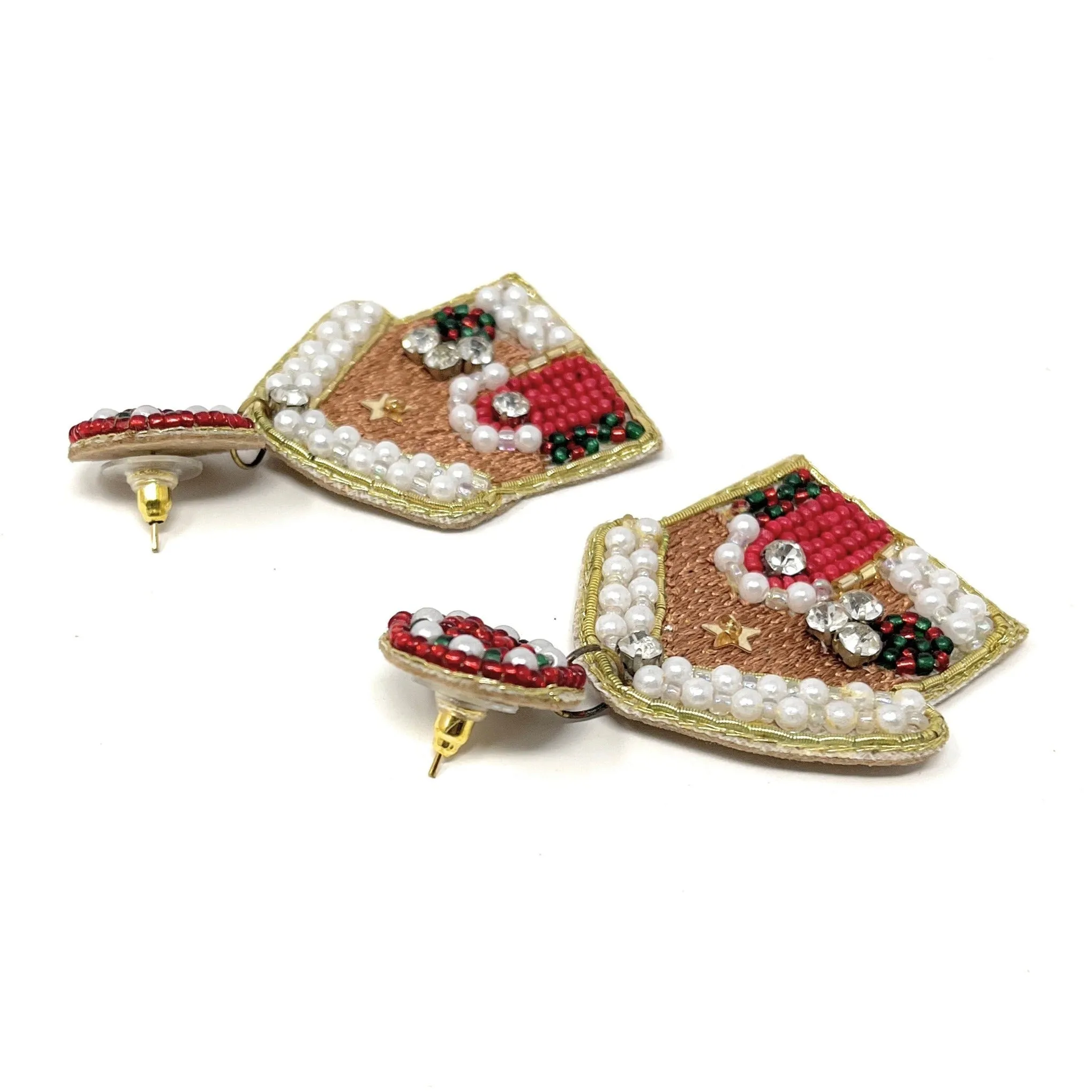 Gingerbread House Beaded Earrings