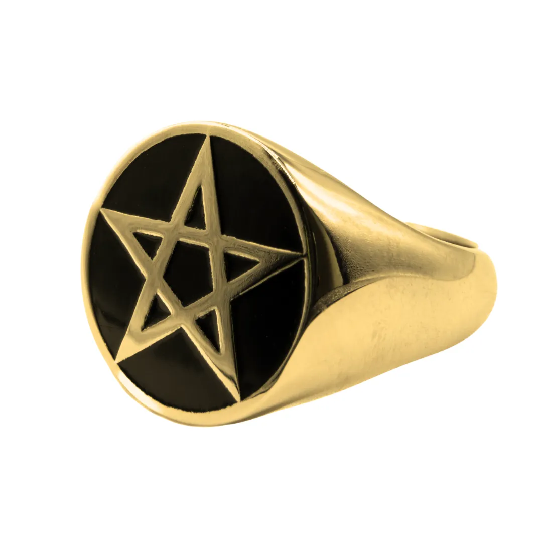 Gold Pentagram Signet Ring