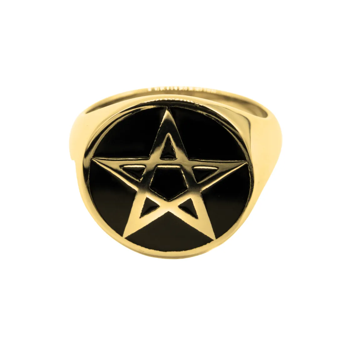 Gold Pentagram Signet Ring