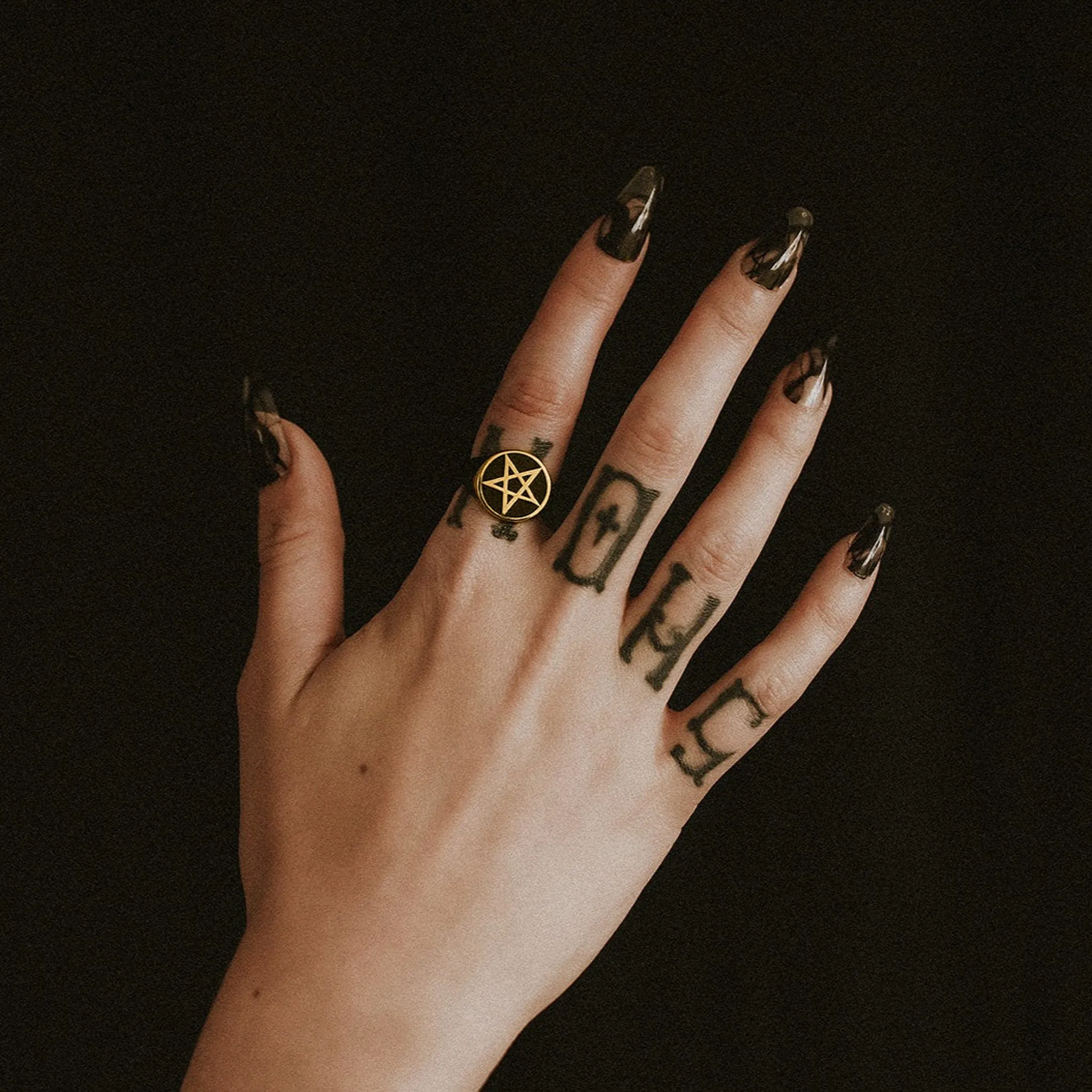 Gold Pentagram Signet Ring