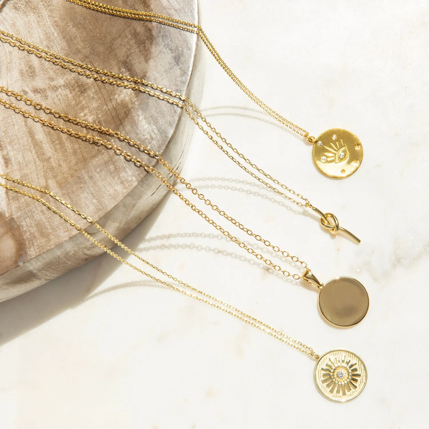 gold plated evil eye medallion necklace