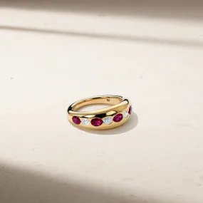 Gypsy Petite Oval Ruby and Diamond Ring