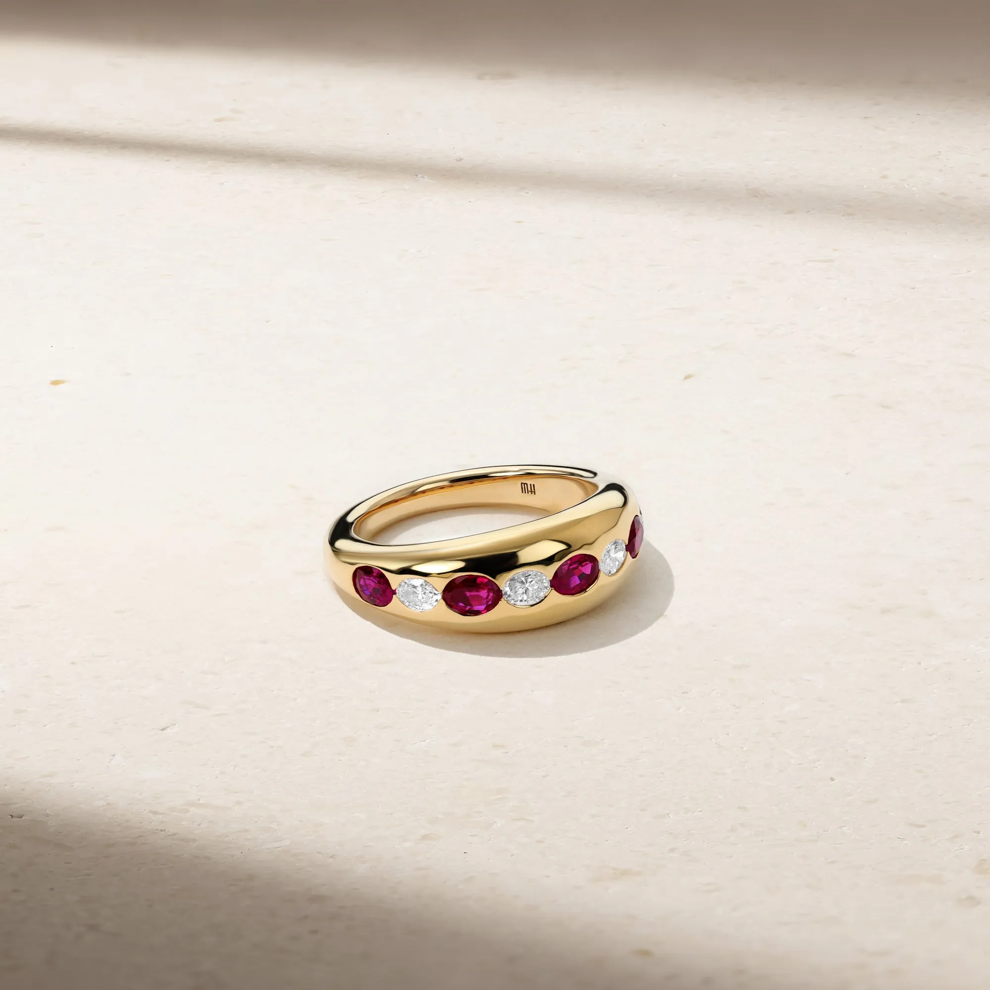 Gypsy Petite Oval Ruby and Diamond Ring