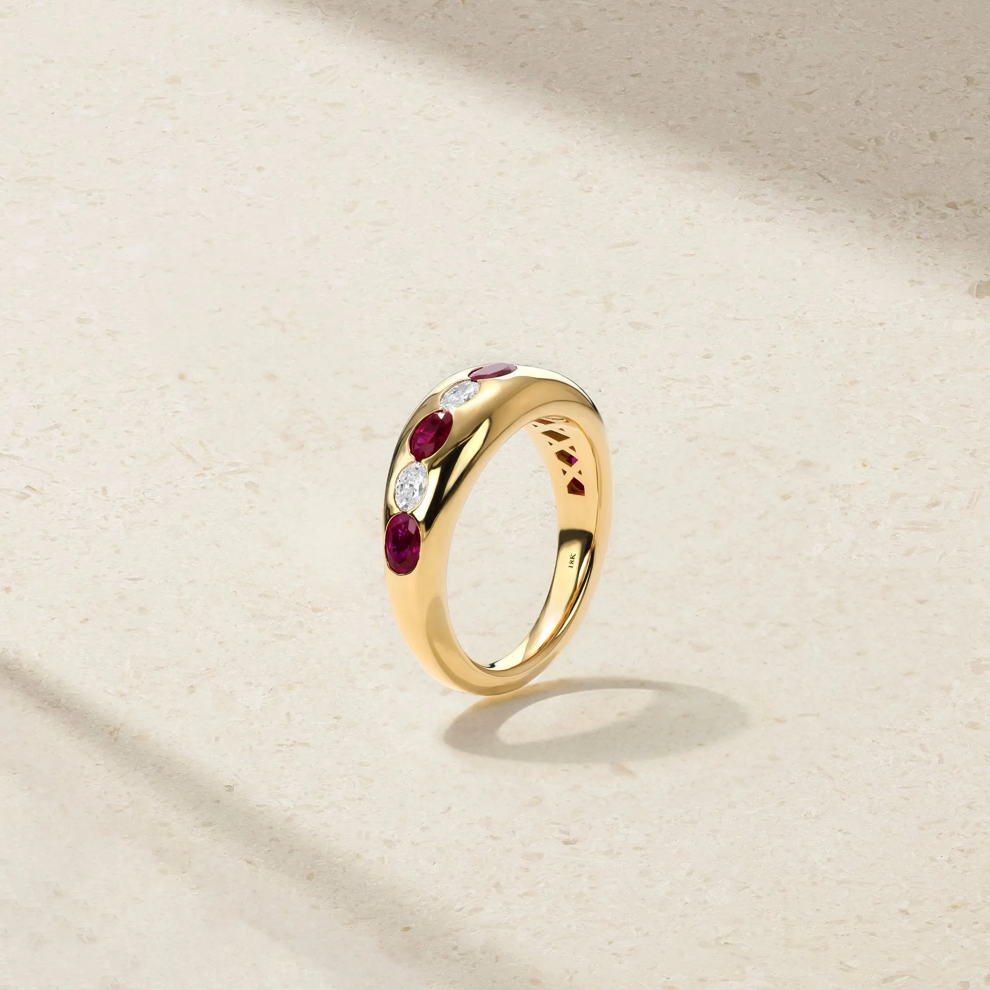 Gypsy Petite Oval Ruby and Diamond Ring