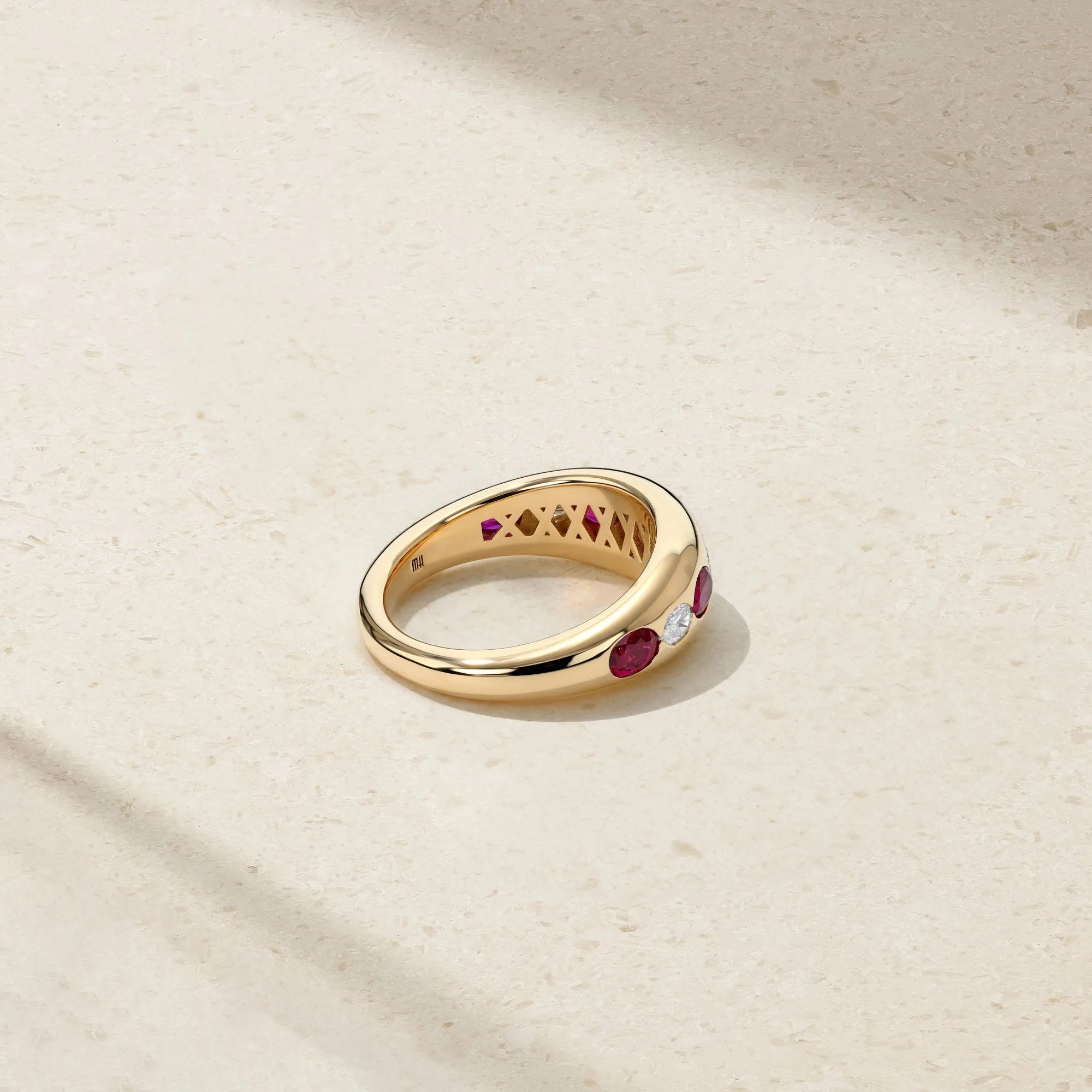 Gypsy Petite Oval Ruby and Diamond Ring