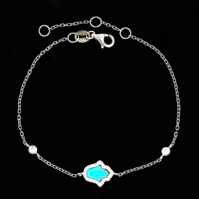 Hamsa Bracelet with Blue Opal in Silver by Penny Levi