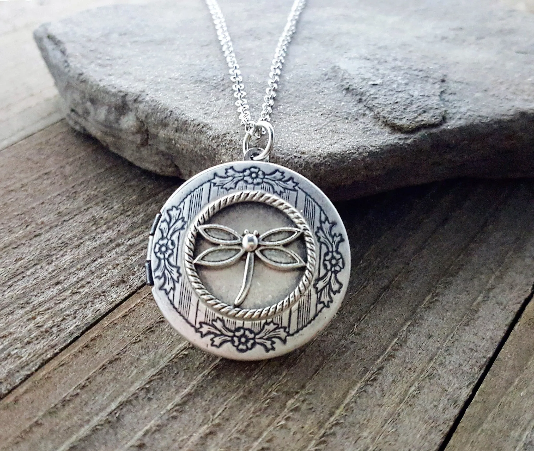 Handmade Dragonfly Locket Necklace