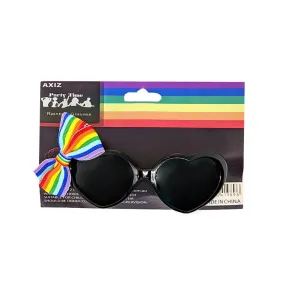 Heart Shape Party Glasses with Rainbow Bow