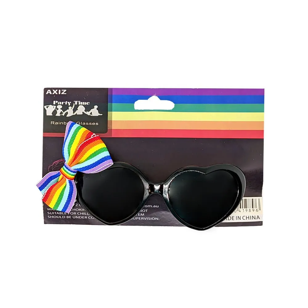 Heart Shape Party Glasses with Rainbow Bow