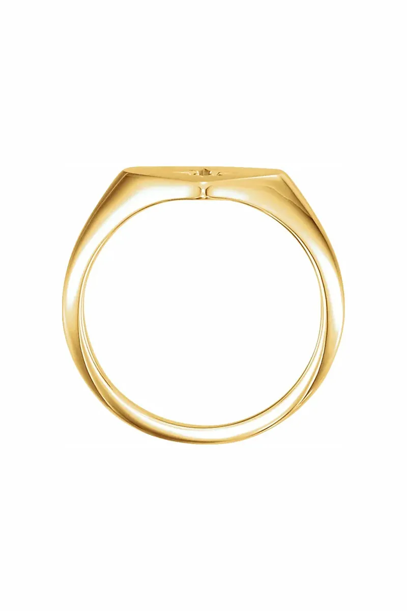 Heart Signet Ring with Diamond Starburst - Yellow Gold