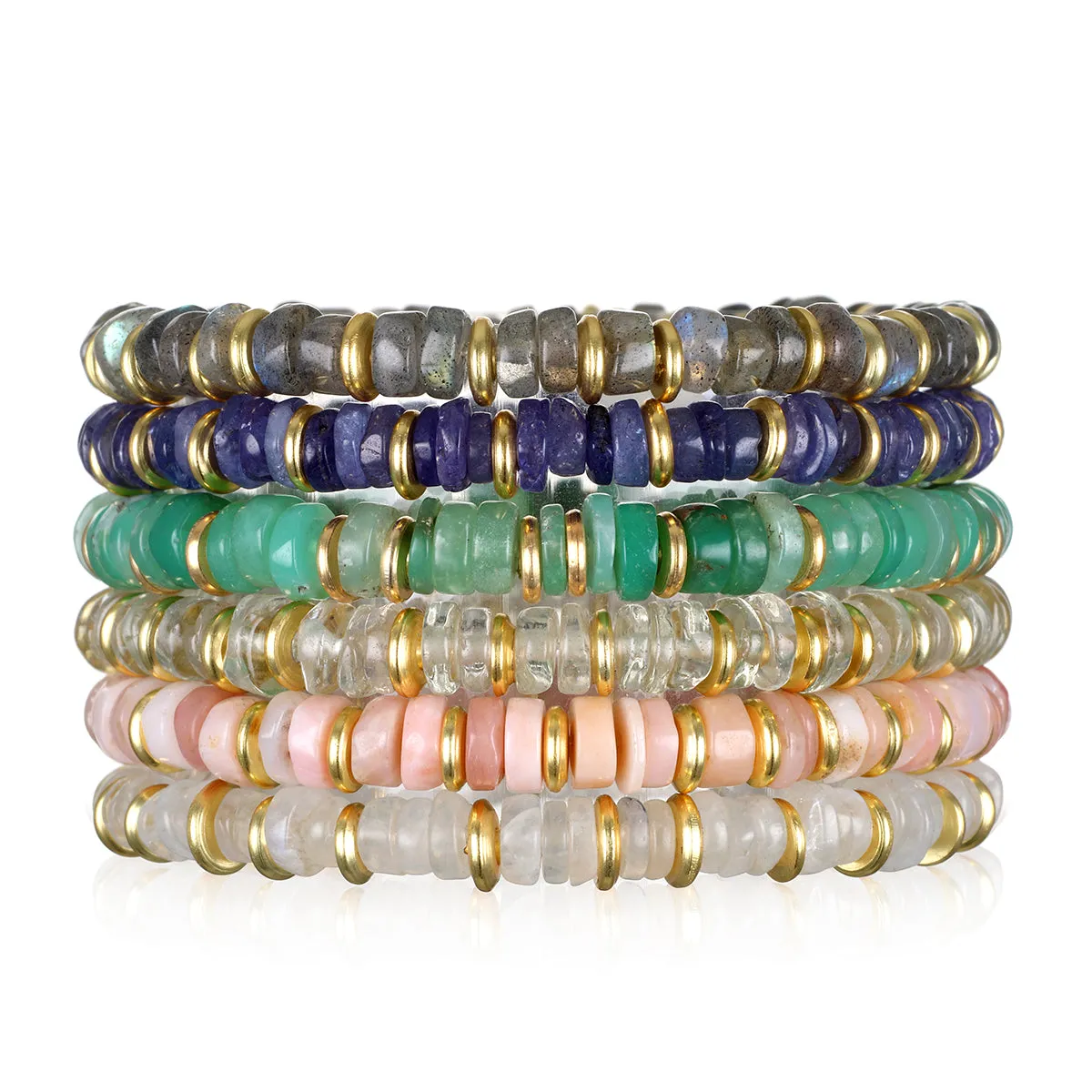 Heishi Charm Bracelet - Pink Opal