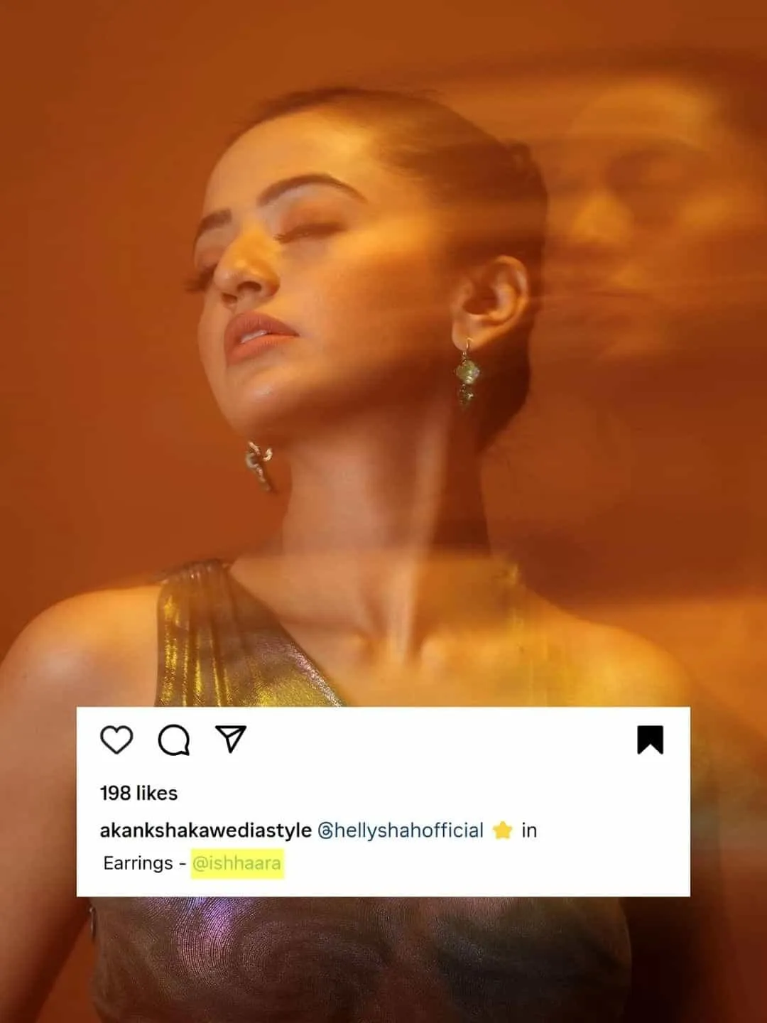 Helly Shah In Crystal Bullet Earrings