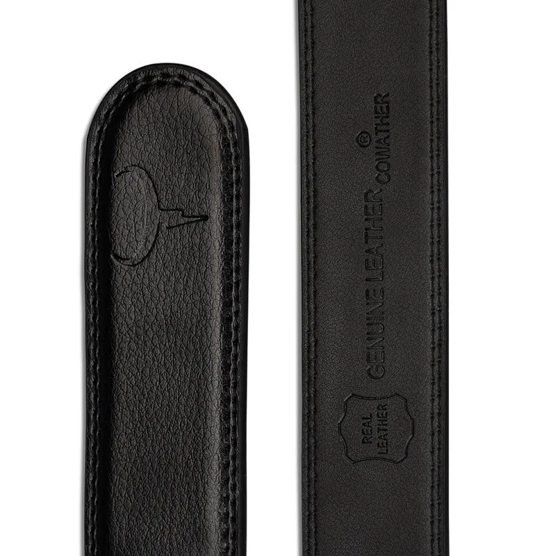High-Quality Men's Leather Fashion Belt - Black, Multiple Sizes