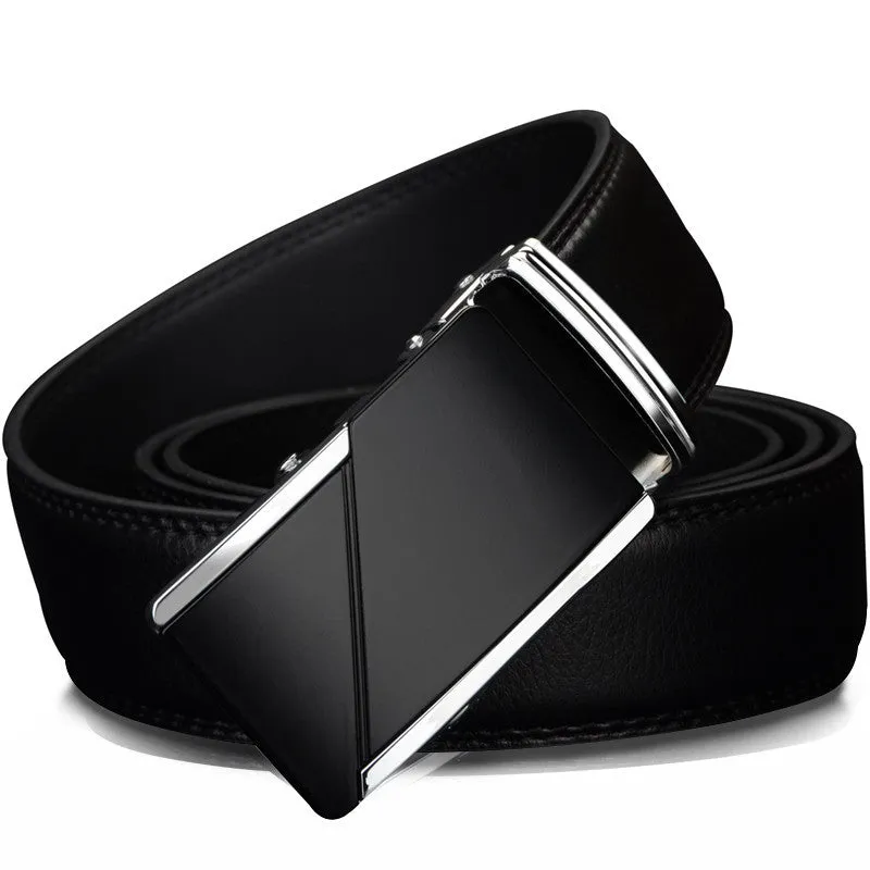 High-Quality Men's Leather Fashion Belt - Black, Multiple Sizes