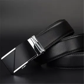 High-Quality Men's Leather Fashion Belt - Black, Multiple Sizes