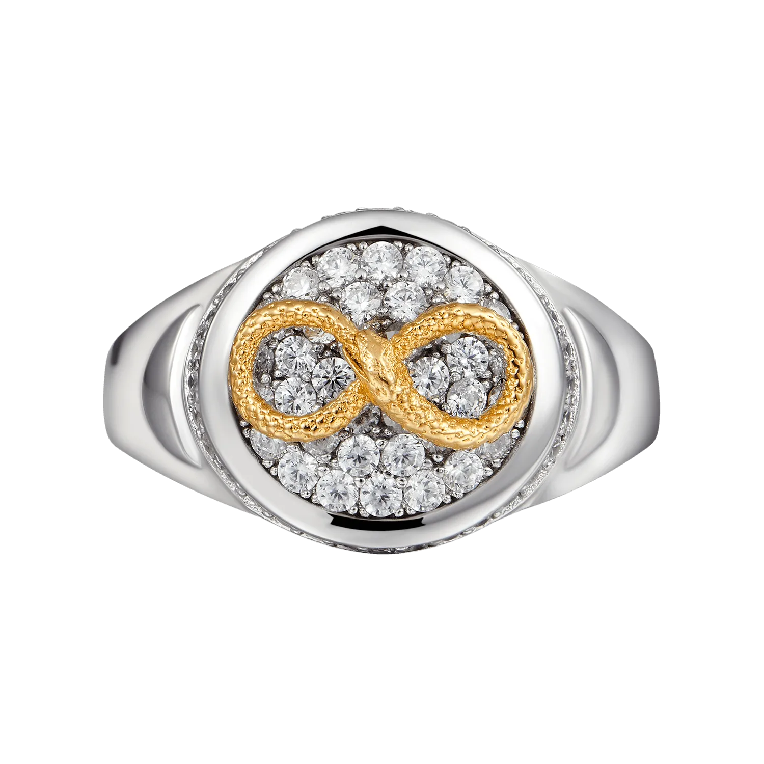 Infinity Iced Snake Signet Ring