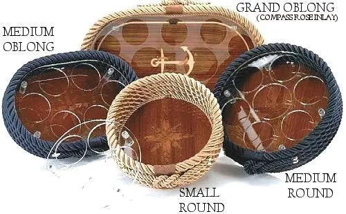 Italian Inlaid Wood Rope Serving Trays