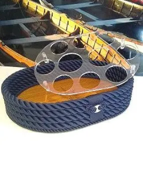 Italian Inlaid Wood Rope Serving Trays