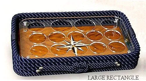 Italian Inlaid Wood Rope Serving Trays