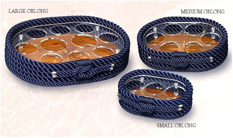 Italian Inlaid Wood Rope Serving Trays