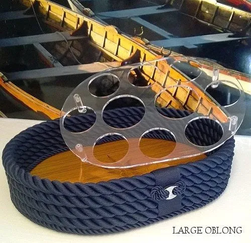 Italian Inlaid Wood Rope Serving Trays
