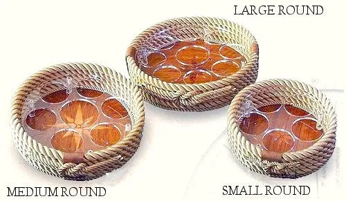 Italian Inlaid Wood Rope Serving Trays
