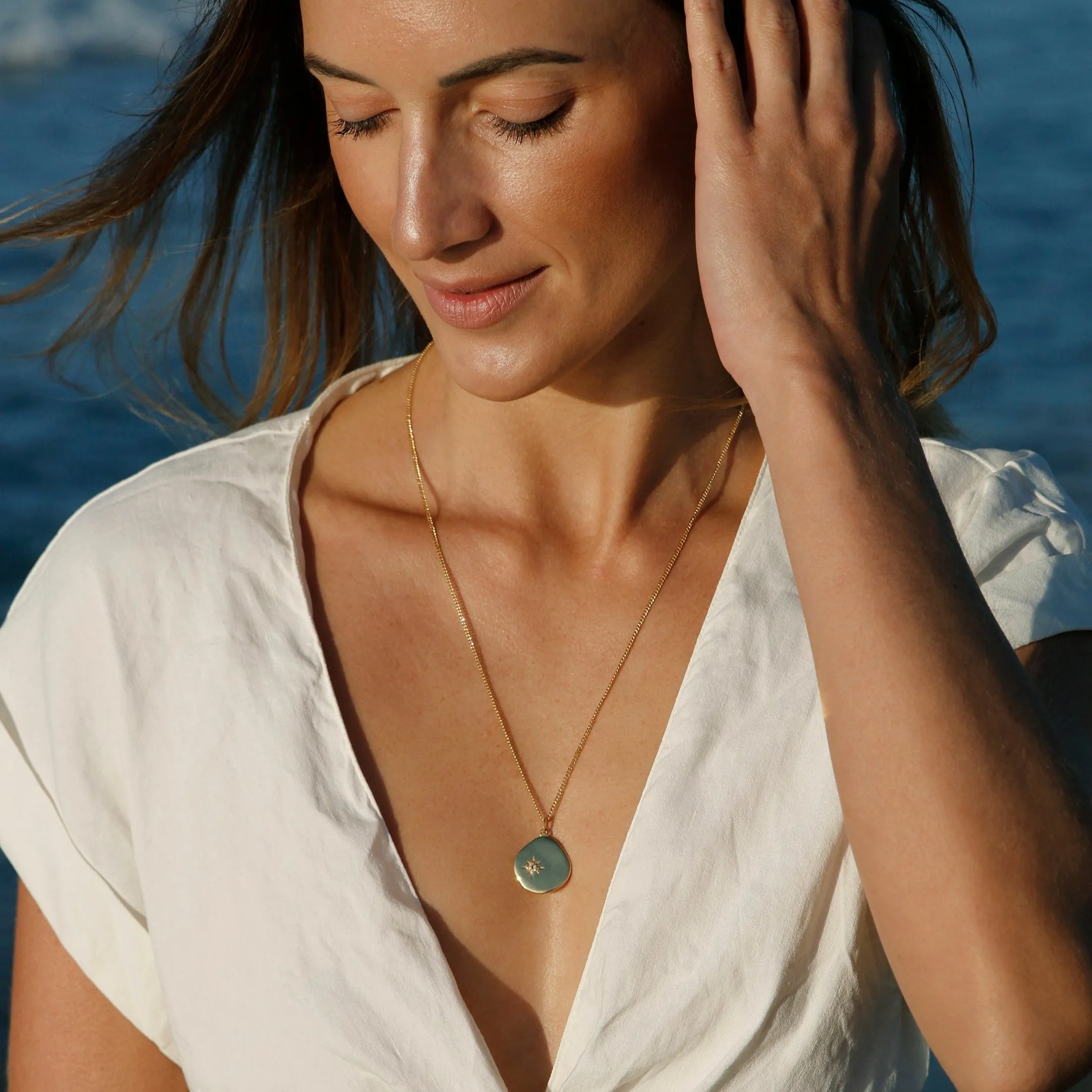 June Birthstone Necklace - 18 karat gold vermeil on sterling silver, moonstone
