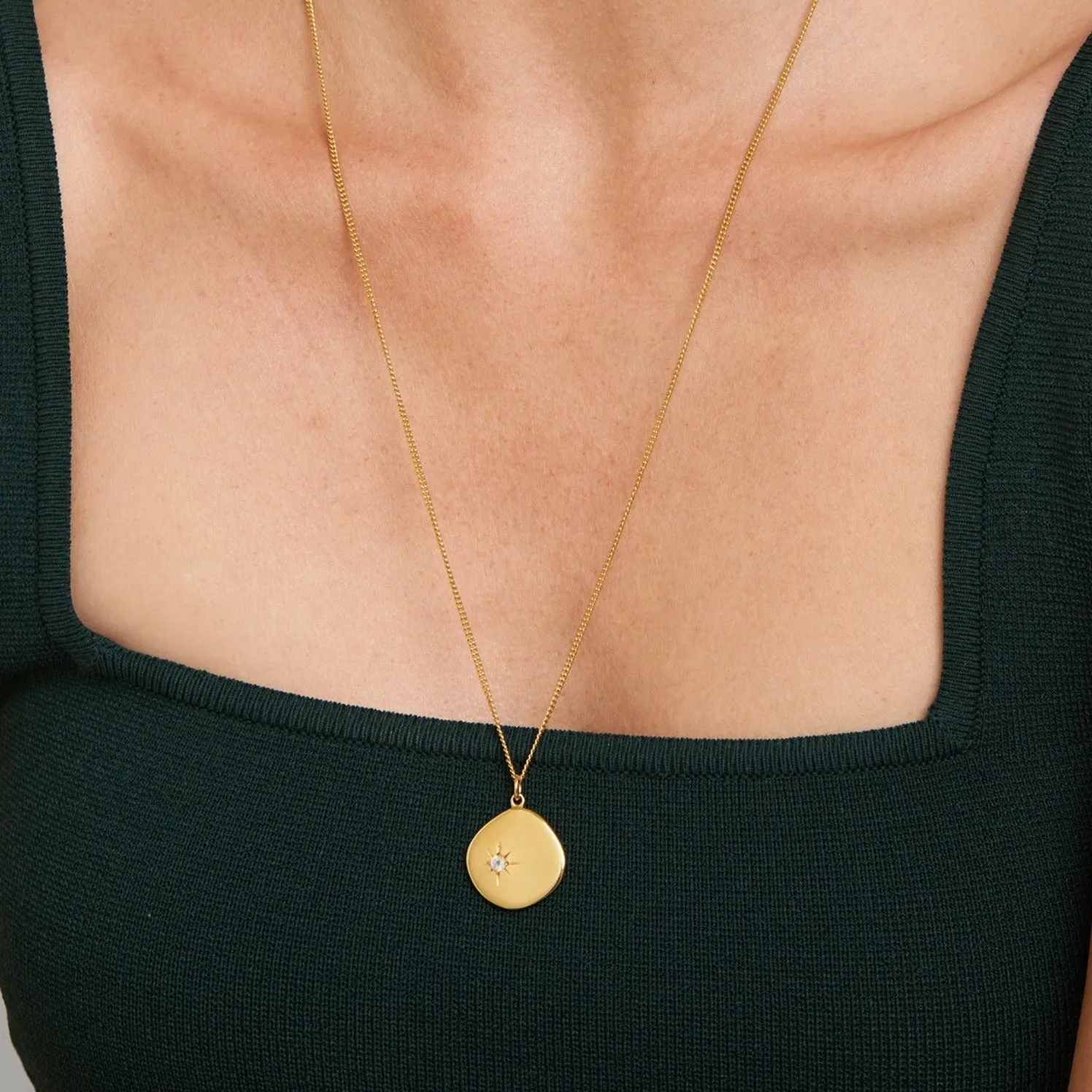 June Birthstone Necklace - 18 karat gold vermeil on sterling silver, moonstone
