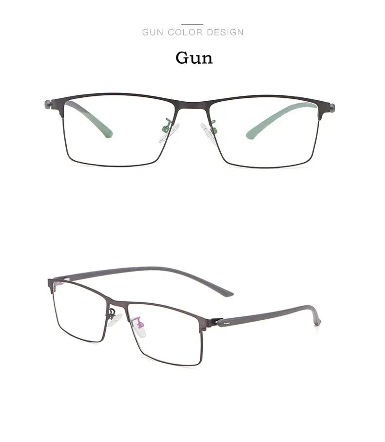 KatKani Men's Full Rim Titanium Alloy Anti-Blue Light Reading Glasses Hyperopic P8837