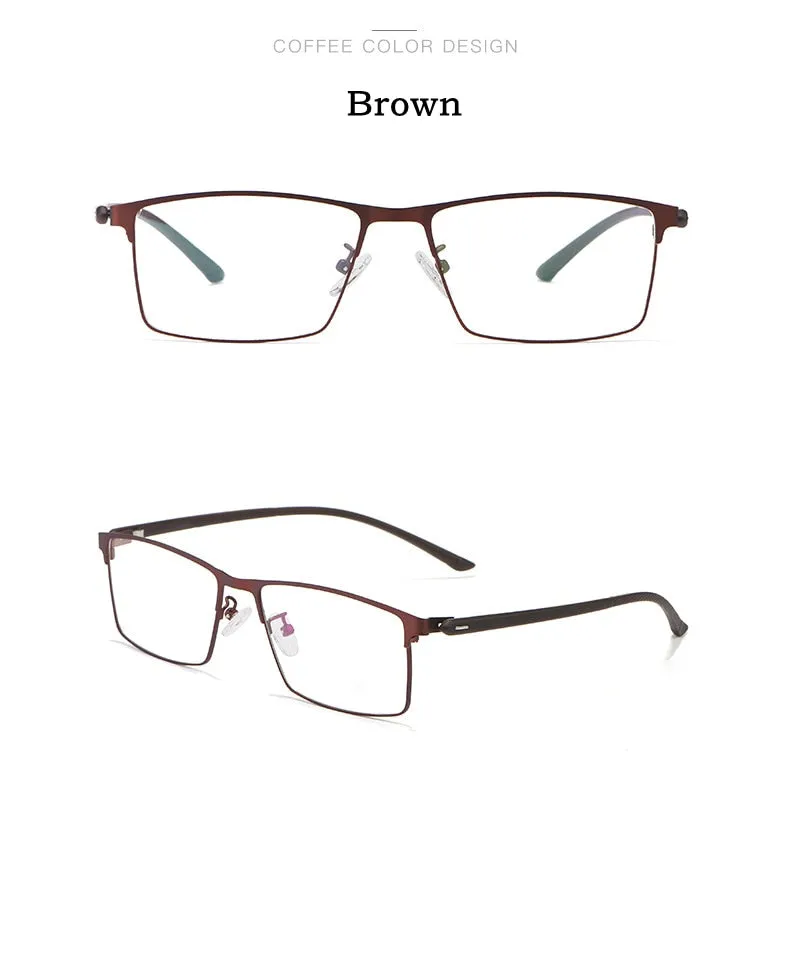 KatKani Men's Full Rim Titanium Alloy Anti-Blue Light Reading Glasses Hyperopic P8837