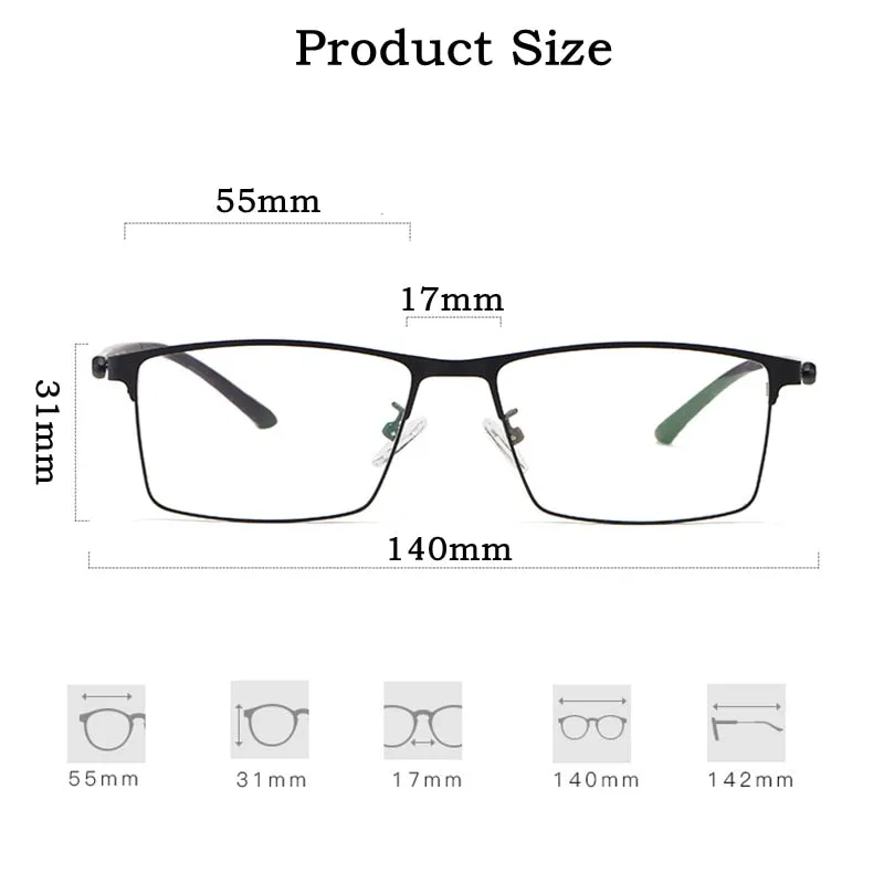 KatKani Men's Full Rim Titanium Alloy Anti-Blue Light Reading Glasses Hyperopic P8837