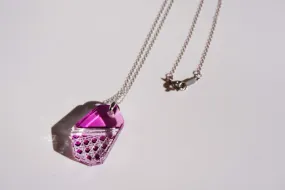 Kiriko Glass Pendant Necklace -Gold Purple-, Japanese Jewelry