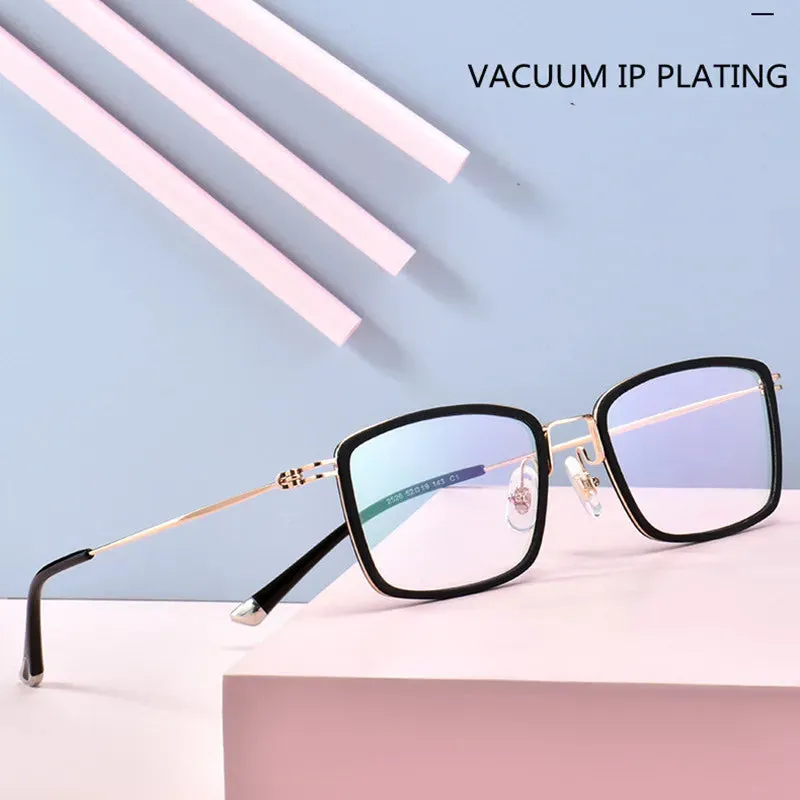 Kocolior Unisex Full Rim Acetate Alloy Square Hyperopic Reading Glasses 2526