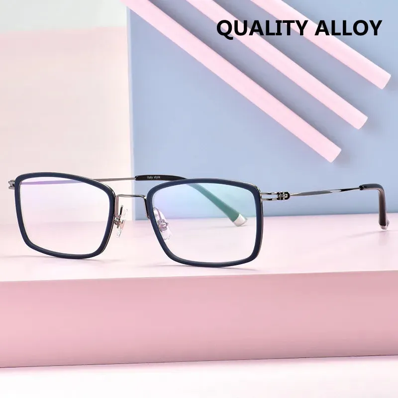 Kocolior Unisex Full Rim Acetate Alloy Square Hyperopic Reading Glasses 2526