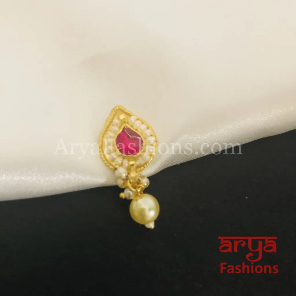 Kundan CZ non piercing nose ring/Kundan Bridal Nosepin