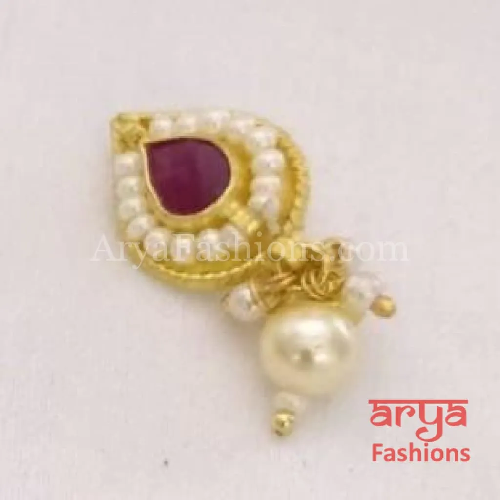Kundan CZ non piercing nose ring/Kundan Bridal Nosepin