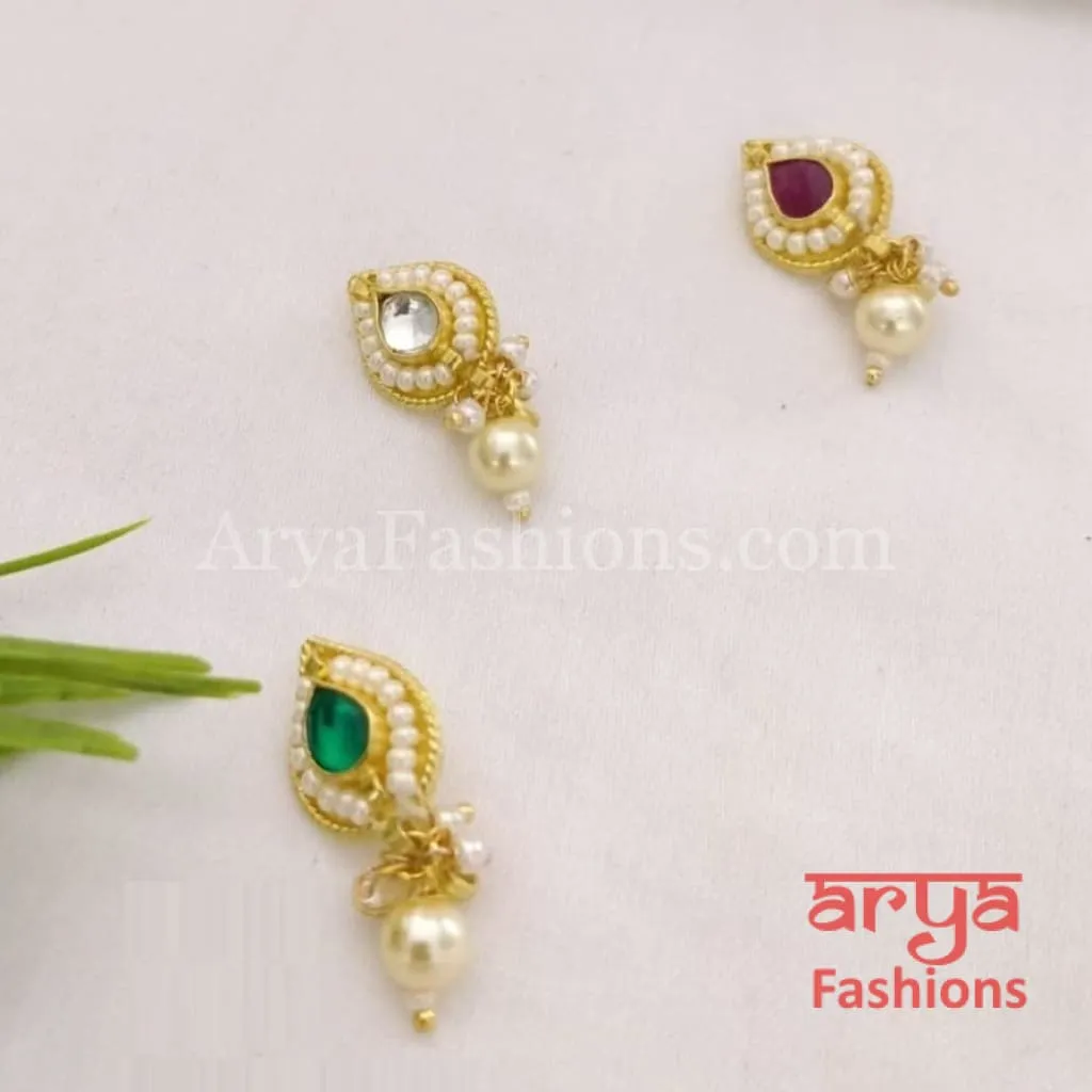 Kundan CZ non piercing nose ring/Kundan Bridal Nosepin