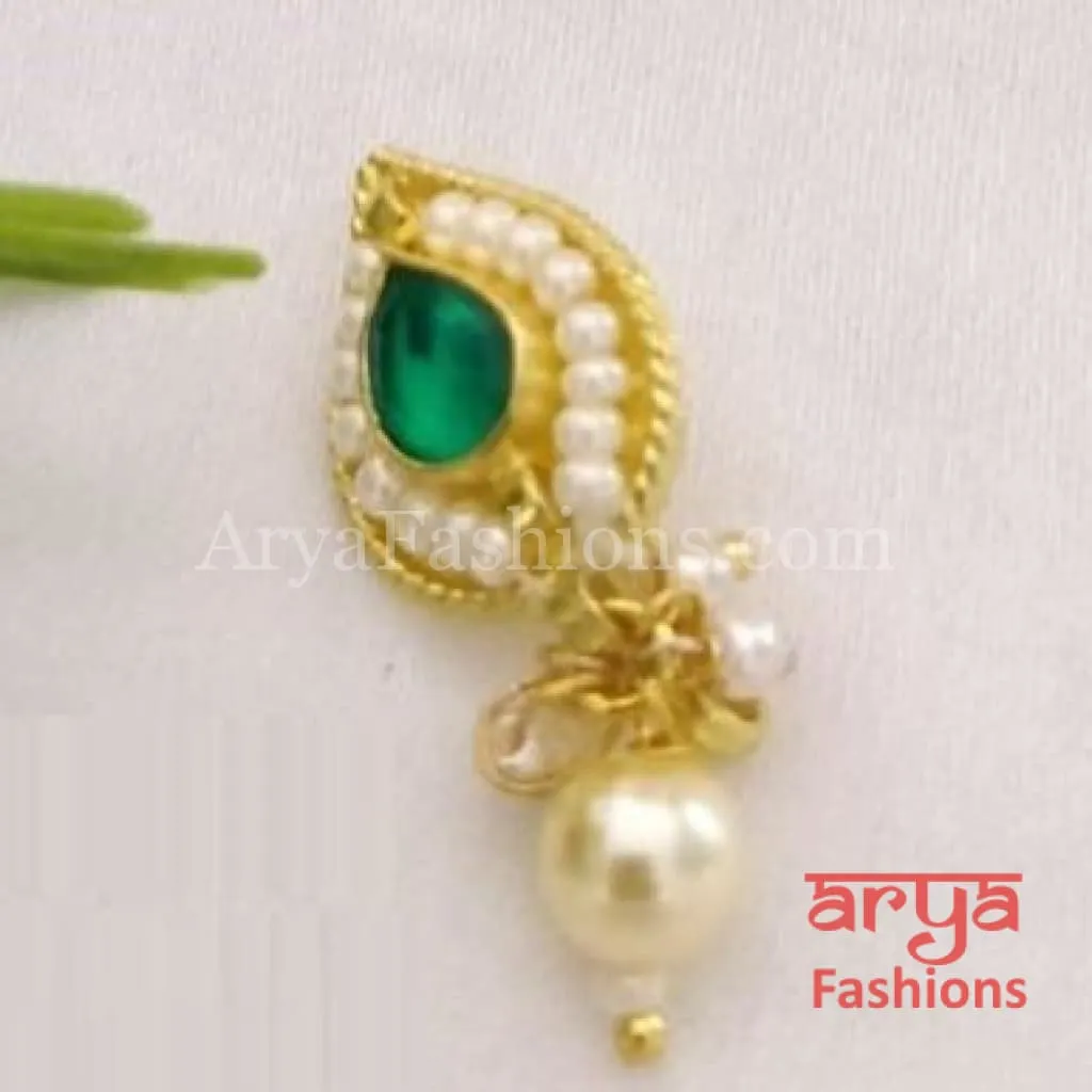 Kundan CZ non piercing nose ring/Kundan Bridal Nosepin
