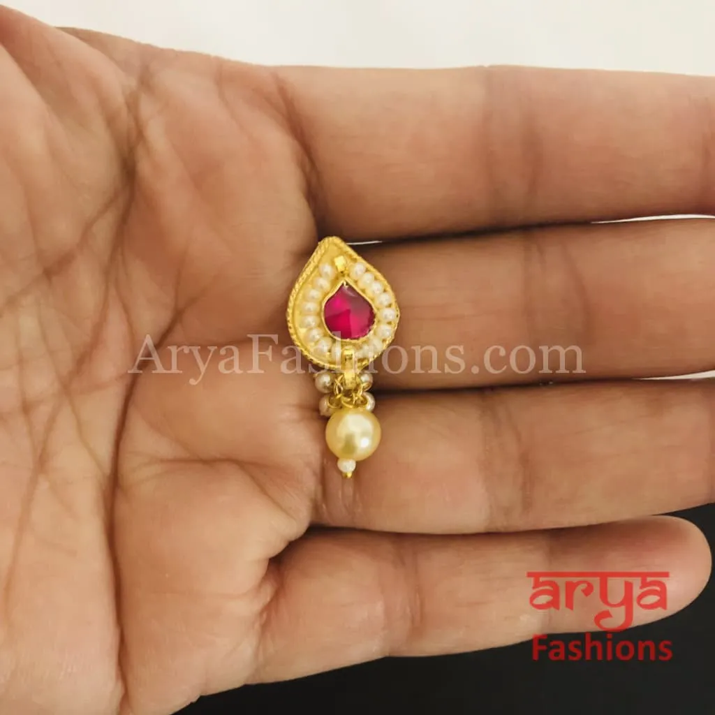 Kundan CZ non piercing nose ring/Kundan Bridal Nosepin
