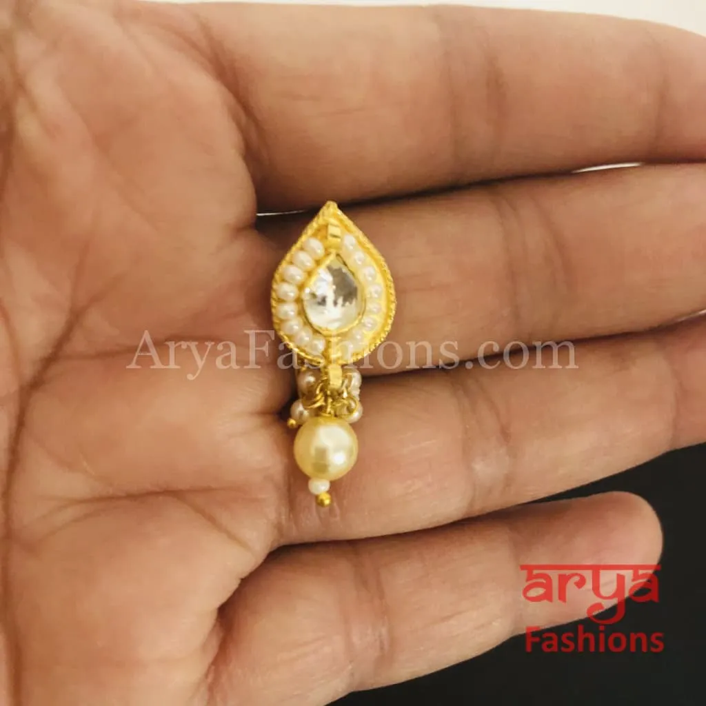 Kundan CZ non piercing nose ring/Kundan Bridal Nosepin