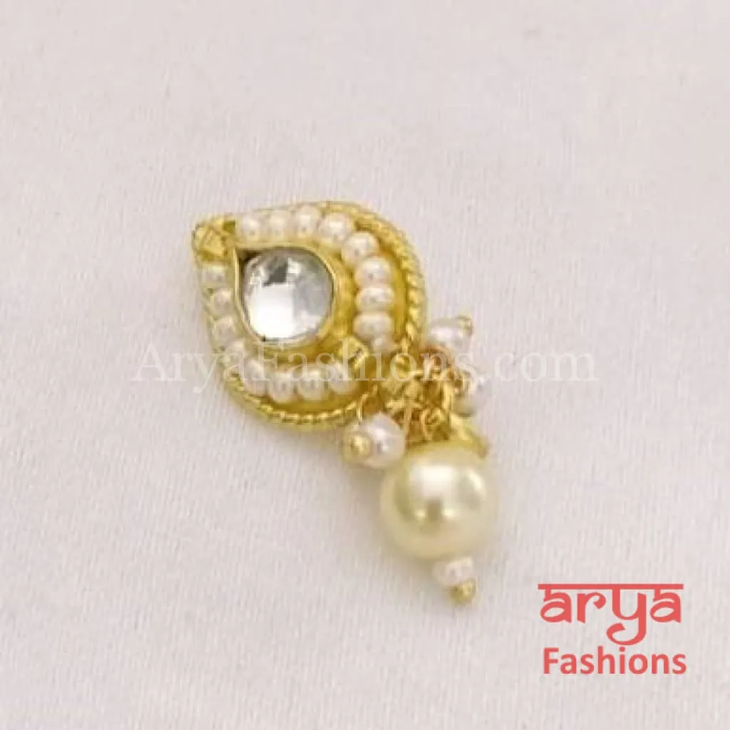 Kundan CZ non piercing nose ring/Kundan Bridal Nosepin