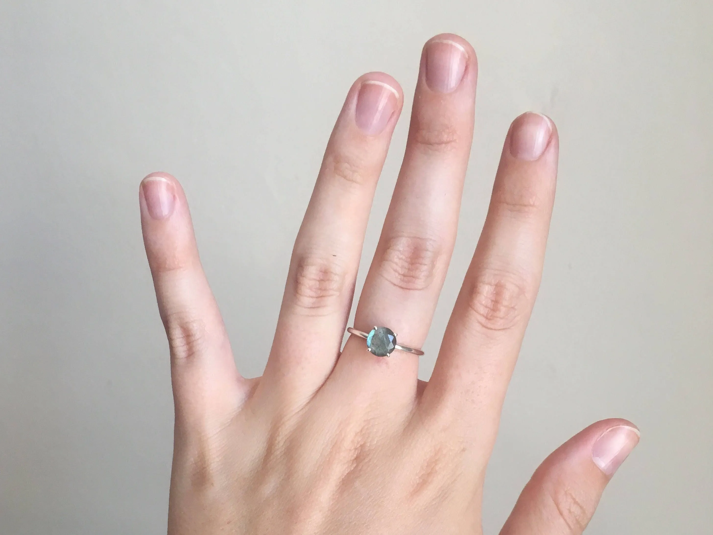 Labradorite Ring, 7mm Round