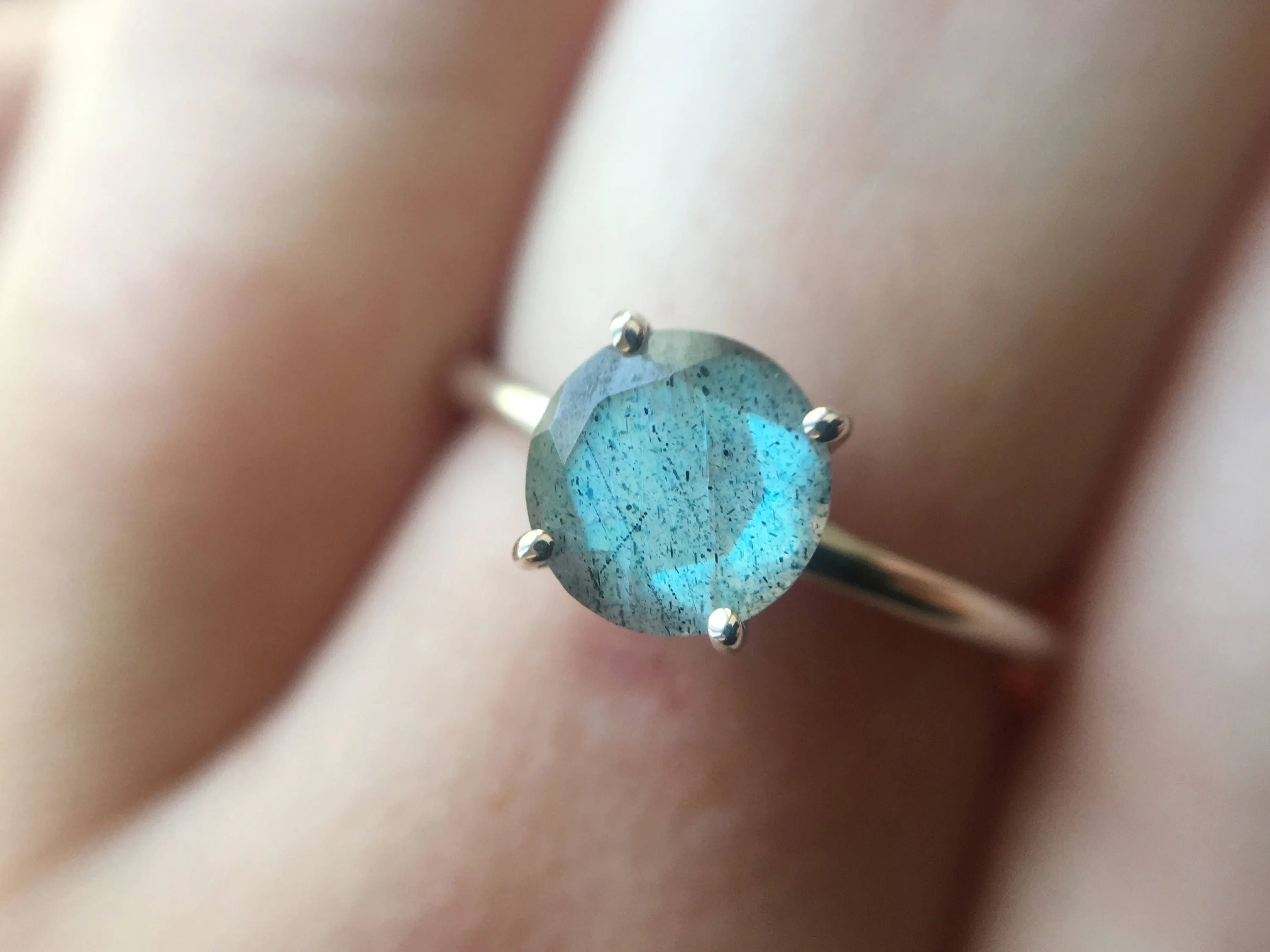 Labradorite Ring, 7mm Round