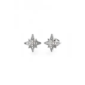 Ladies Guess In The Sky Silver Crystal Earrings UBE03331RH