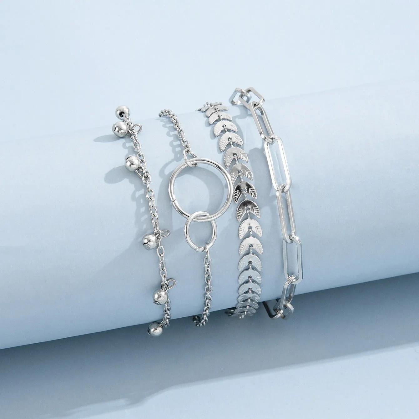 Leaf Ring Bracelet Set -  Set of 4