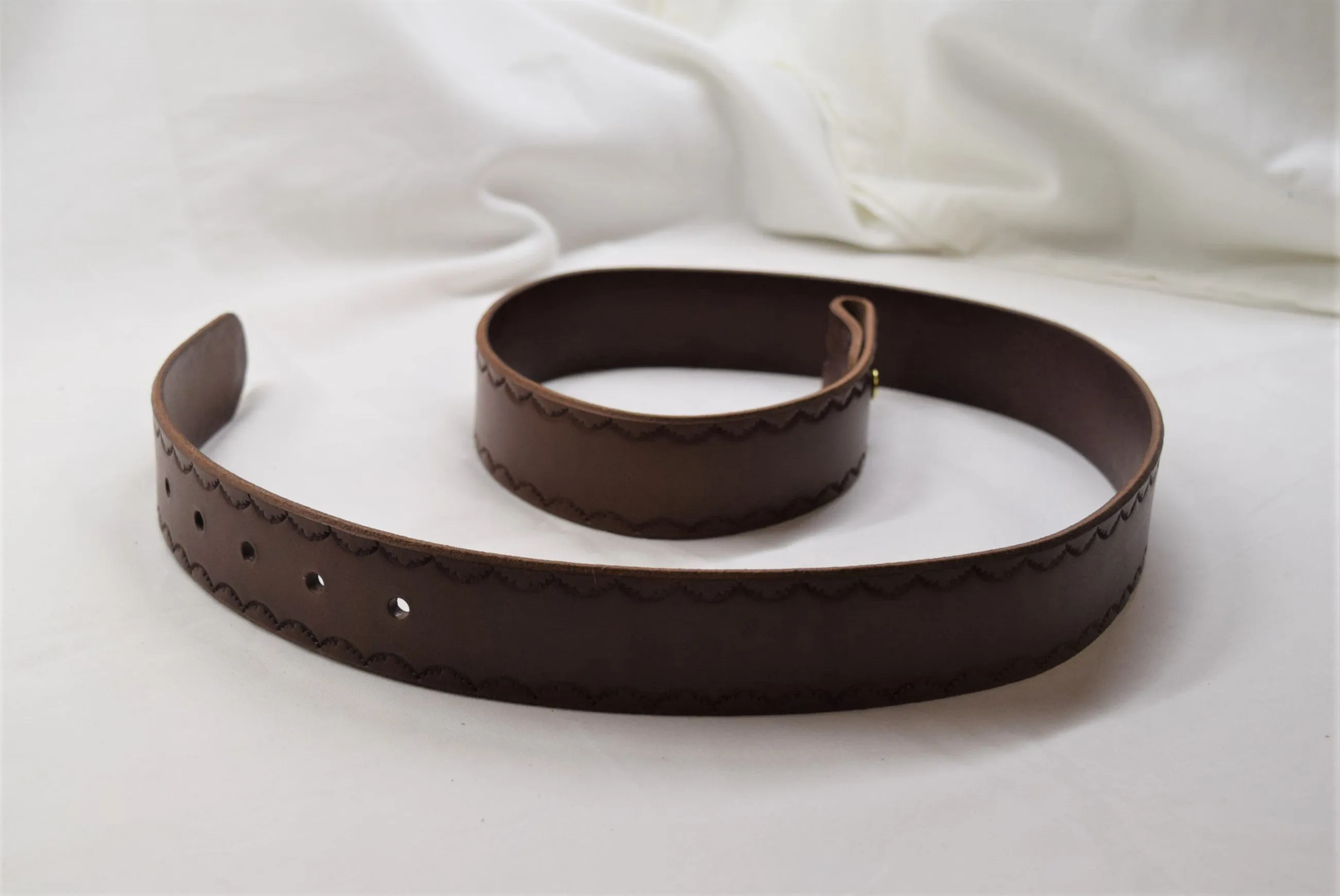 Leather Belt, tooled edges