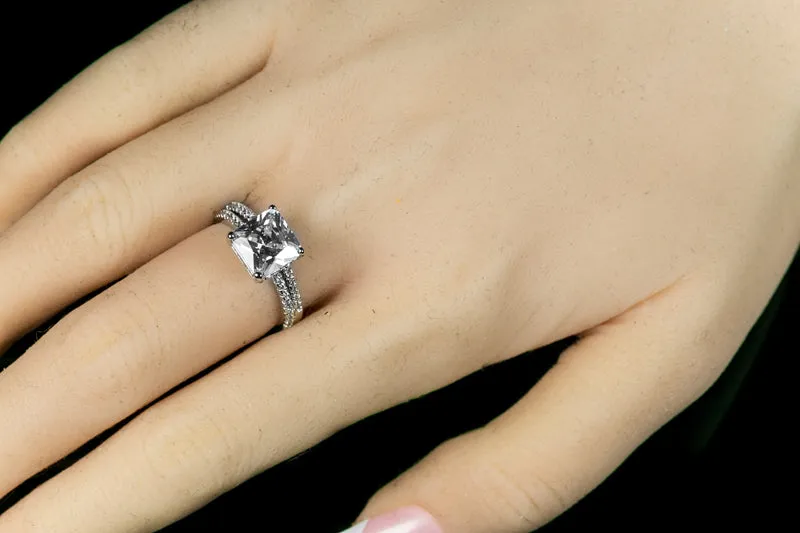 Lexy 3ct Princess CZ Solitaire Engagement Ring Set | 3.5ct