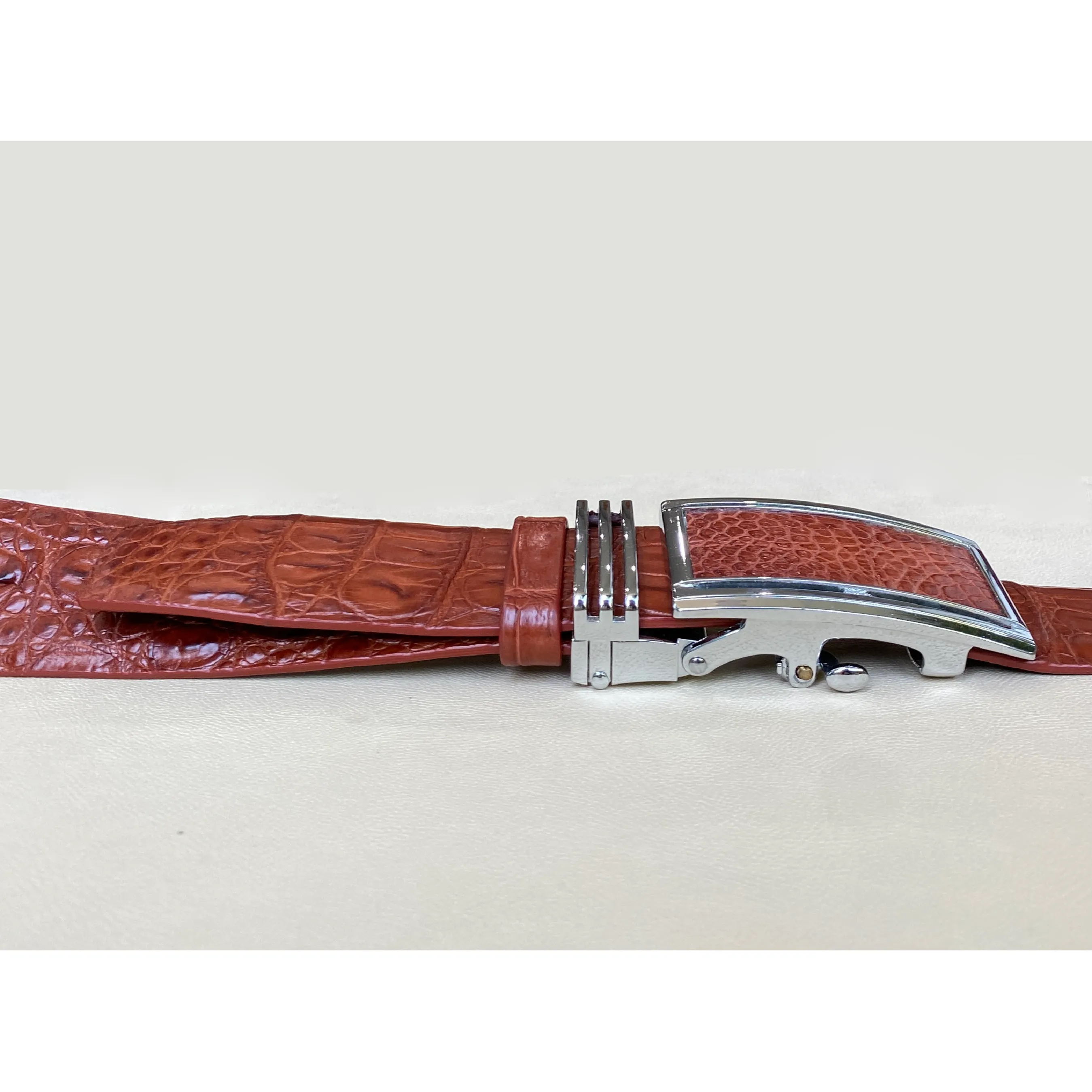 Light Brown Alligator HornBack  Leather Belt For Men - Automatic Buckle | BEHO66