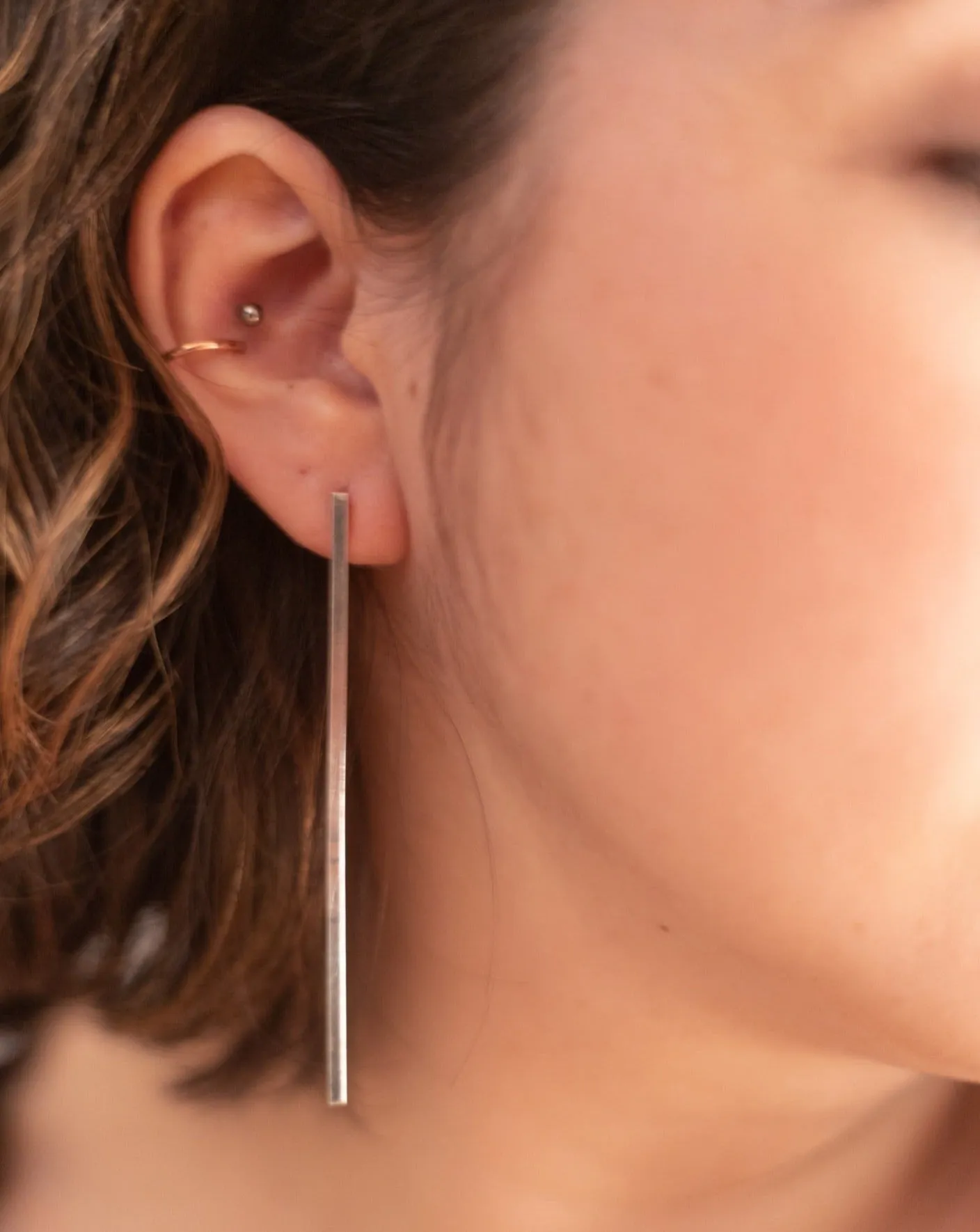 Linear bar Earrings - Choose Your Metal